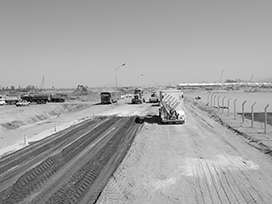 Evocrete - Manufacture of base layers for the creation of an operating road for the construction of the new ThyssenKrupp steel mill in Santa Cruz
